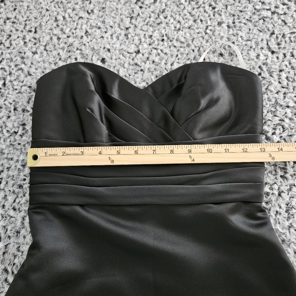 Black Satin Strapless Mini Dress Size 6 Small A-Line Sweetheart Formal Cocktail - Picture 8 of 13